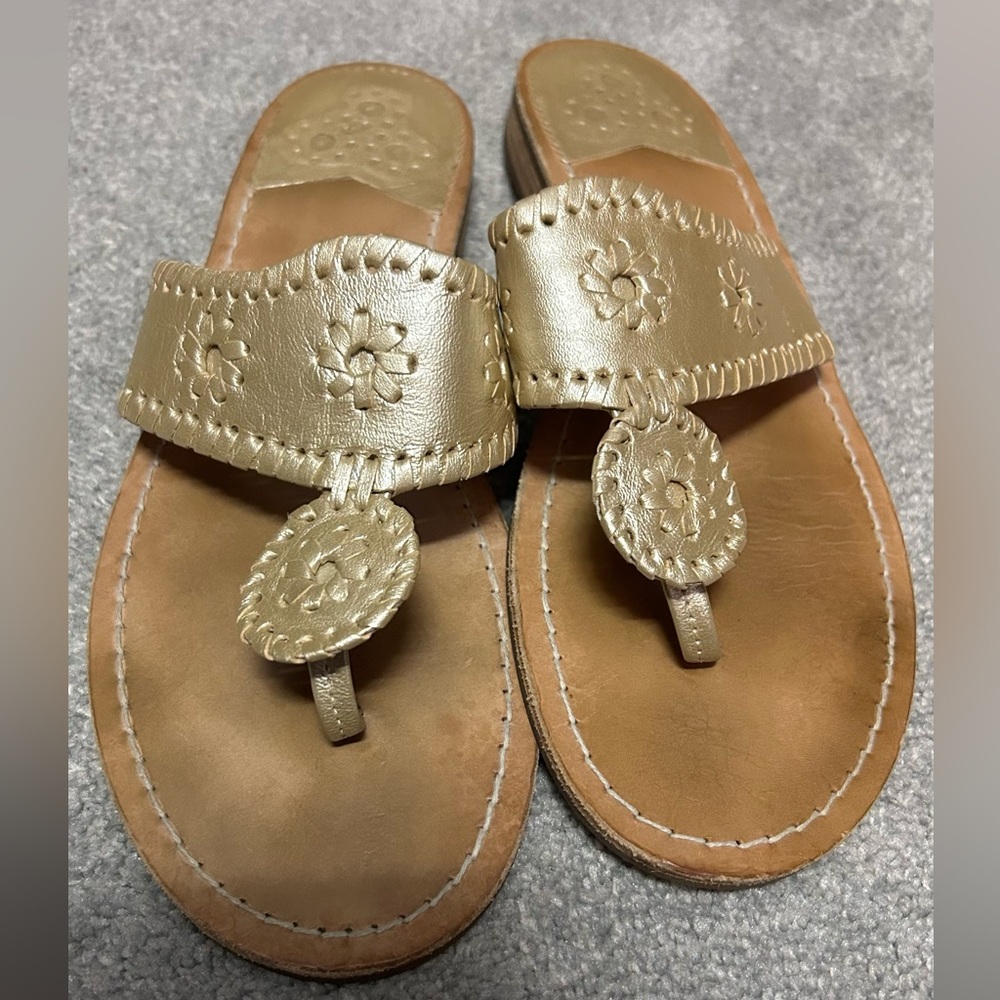 Jack Rogers Leather Flat Thong Sandals